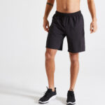 Men Sports Gym Shorts Polyester With Zip Pockets Black