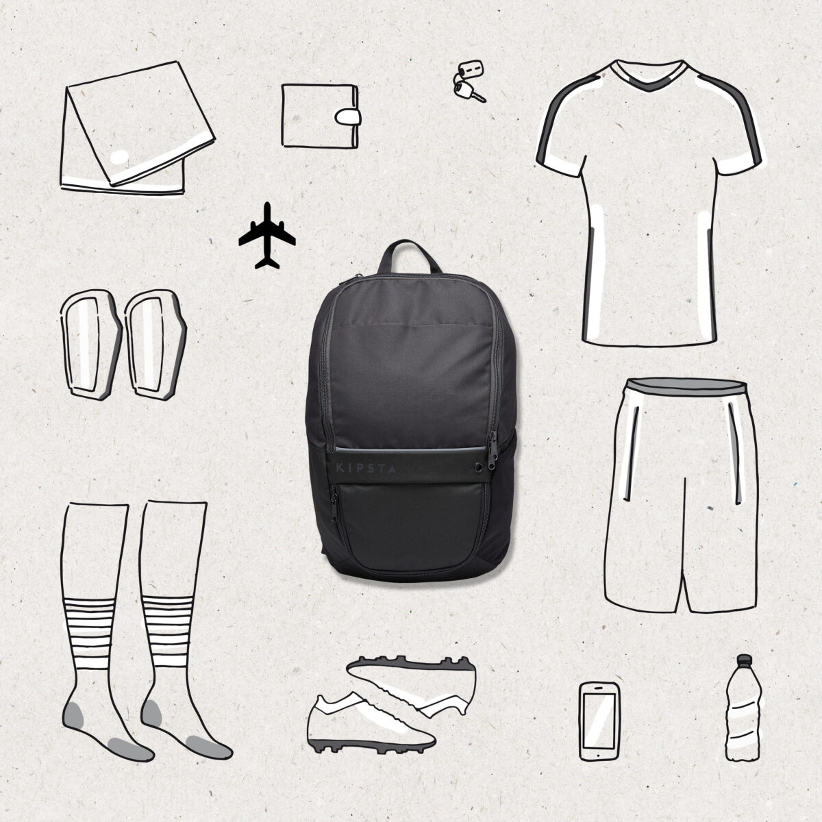 Football Backpack Bag 17L - Grey - Image 7