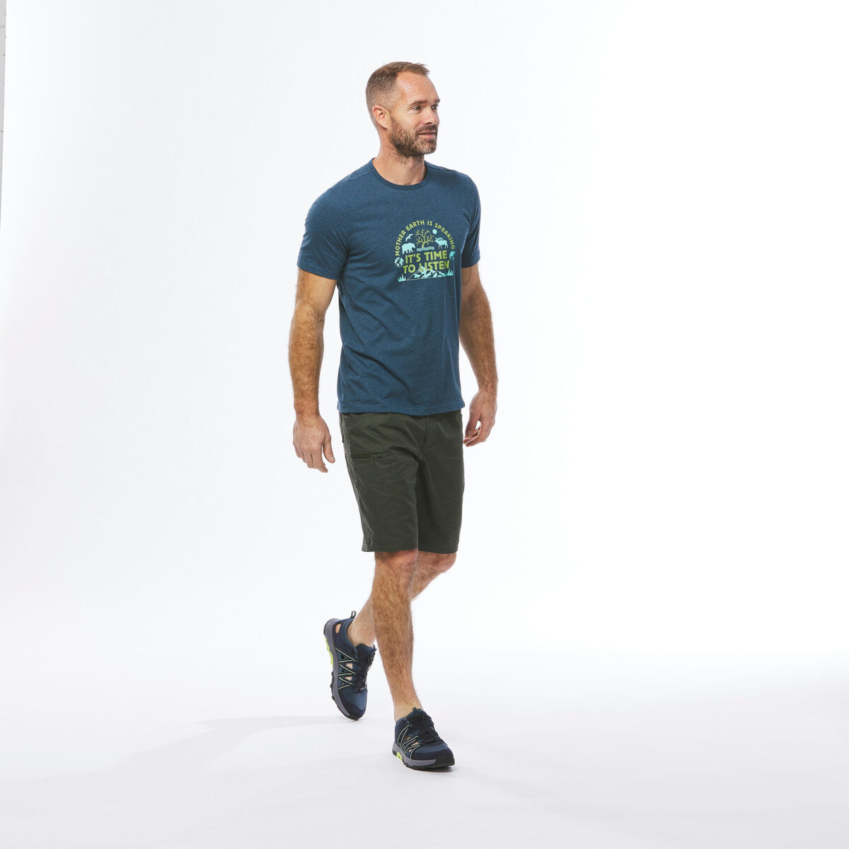 Men Light Cargo Shorts Dark Olive - NH500 - Image 5