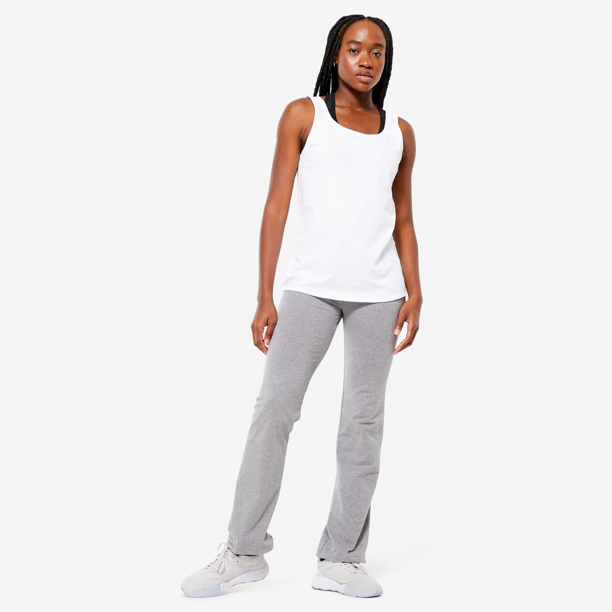 Women Gym Trackpants, Stretchable and Quick Dry 500 - Mottled Grey - Image 2