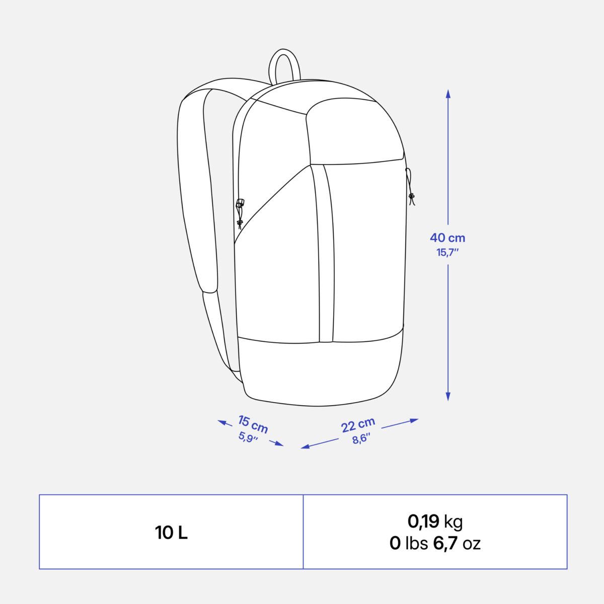 Hiking Backpack 10L, NH100 Arpenaz blue - Image 3