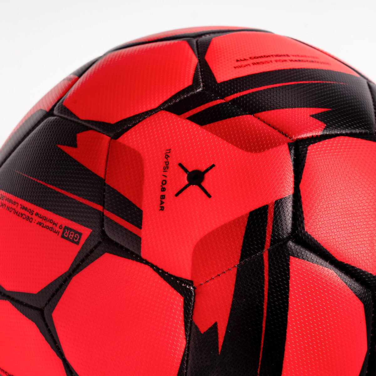 Training Ball Resist Size 5, Machine Stitched, Rubber Coating - Red - Image 4