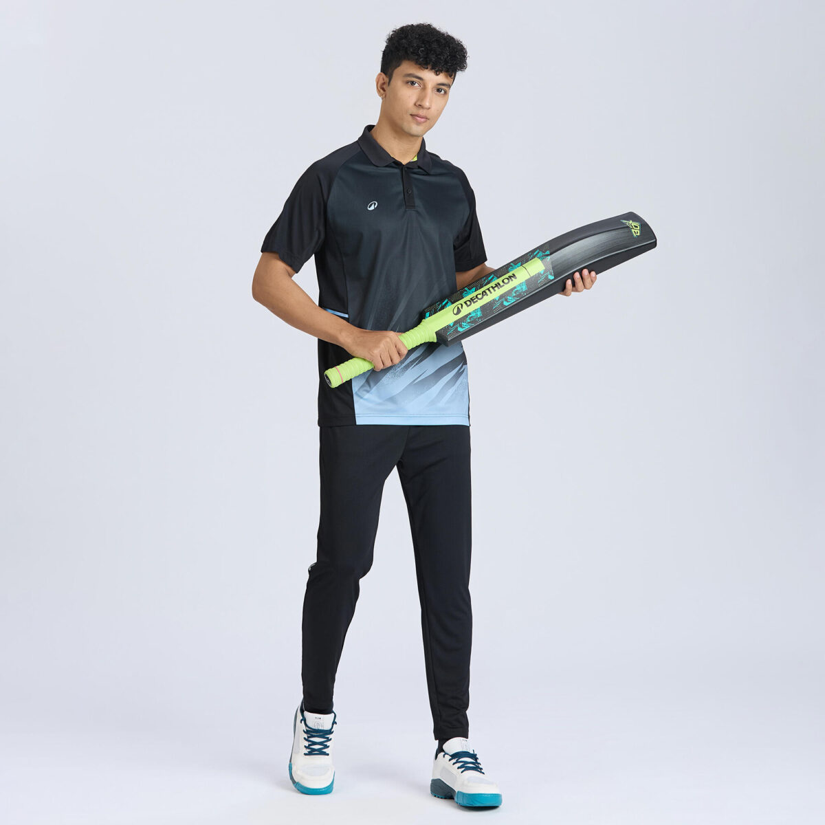 Men Cricket Short Sleeved Polo Tshirt CP500 - Black - Image 2