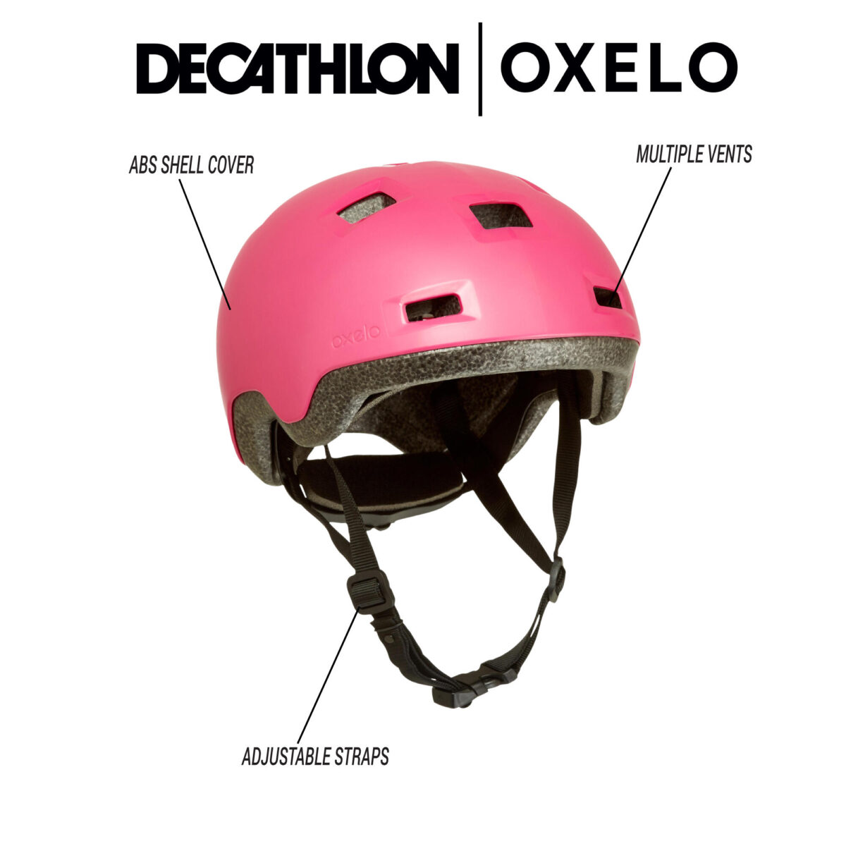 Kids Helmet for Inline Skating Scooter and Skateboard B100 Pink - Image 5