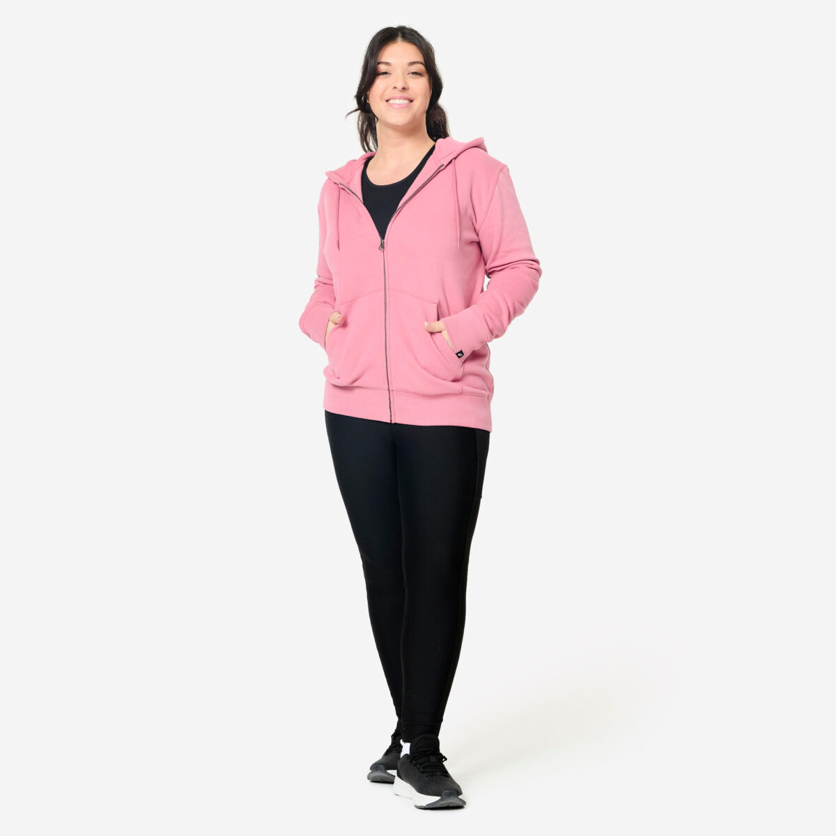 Women's Zip-Up Fitness Fleece Sweatshirt - Pink - Image 5